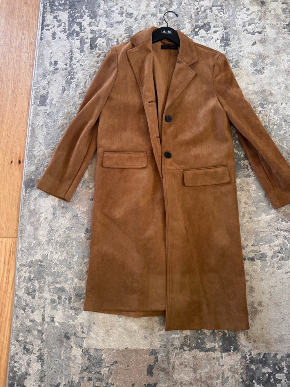 Women’s Camel Brown faux suede Long Coat - Picture 4 of 4